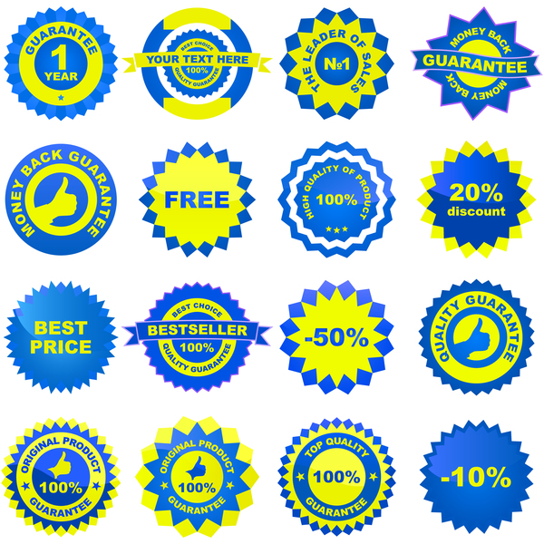Blue with yellow badge creative vector