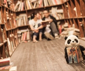 Bookshelf next to talk to people Stock Photo