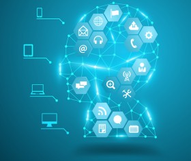 Brain and media infographic vector