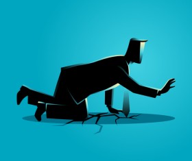 Businessman Silhouette Crawling Crack Land vector