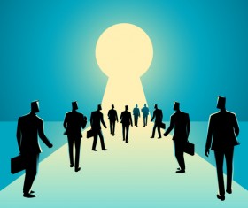 Businessman Silhouette Crowd Keyhole vector