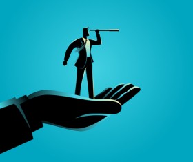 Businessman Silhouette Hand Telescope vector