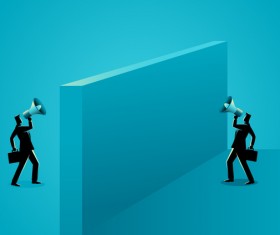 Businessman Silhouette Megaphone Communication Wall vector