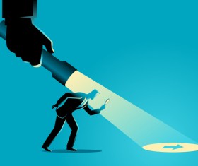 Businessman Silhouette Searching Flash Light vector