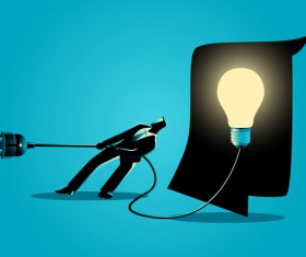 Businessman Silhouette Unplug Light Bulb vector