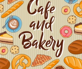 Cake with bakery seamless pattern vector 01