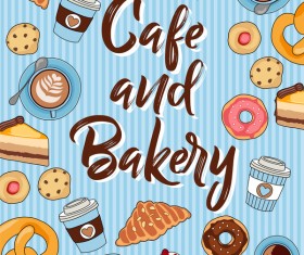 Cake with bakery seamless pattern vector 02