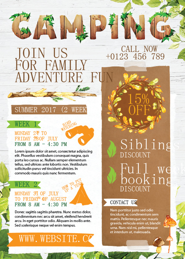 Camping flyer template vector 01