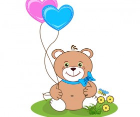 Cartoon cute teddy bear with heart vector material 01