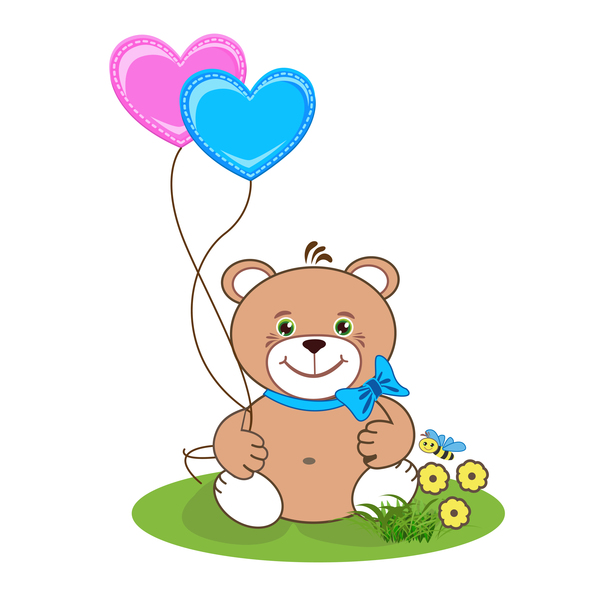Cartoon cute teddy bear with heart vector material 01 free download