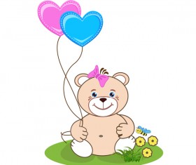 Cartoon cute teddy bear with heart vector material 02