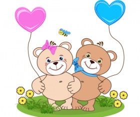 1234 and teddy bear cartoon vector free download