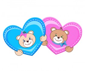 Cartoon cute teddy bear with heart vector material 04