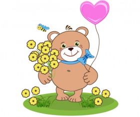 Cartoon cute teddy bear with heart vector material 05