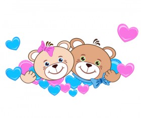 Cartoon cute teddy bear with heart vector material 06