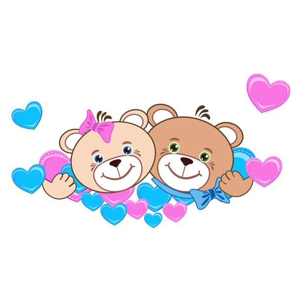 Cartoon cute teddy bear with heart vector material 06