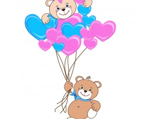 Cartoon cute teddy bear with heart vector material 07