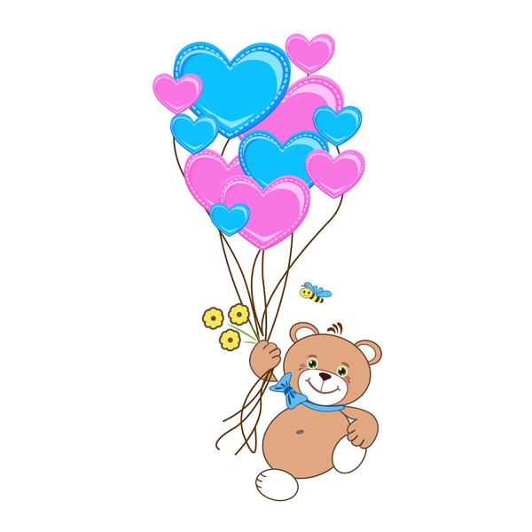 Cartoon cute teddy bear with heart vector material 08
