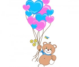 Cartoon cute teddy bear with heart vector material 09