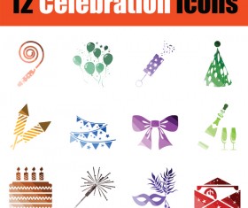 Celebration icons vector set 01