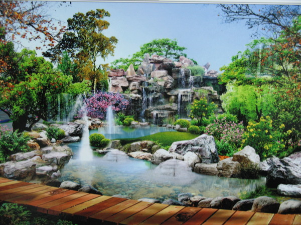 Charming rockery fountain Stock Photo