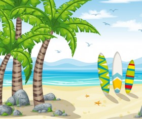 Charming tropical coastal landscape vector material 02