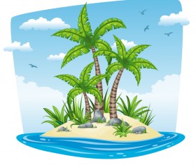 Charming tropical coastal landscape vector material 06