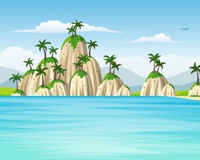 Charming tropical coastal landscape vector material 09