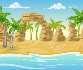 Charming tropical coastal landscape vector material 10