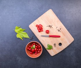 Cherry Tomatoes on the chopping board Stock Photo