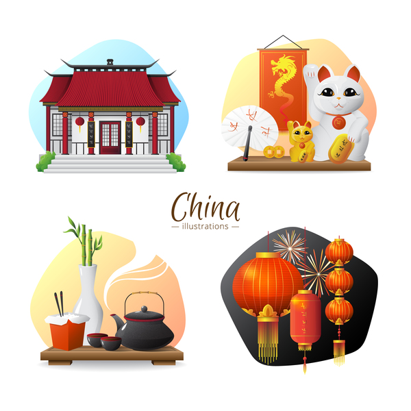China sights elements illustration vector