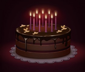 Chocolate birthday cake vector material