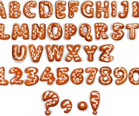 Chocolate biscuits alphabet vecotr