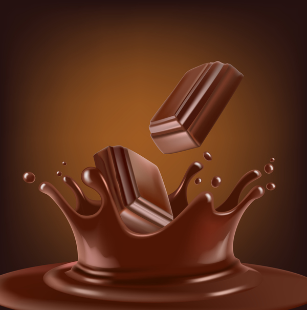 Chocolate candy with chocolate splash vector