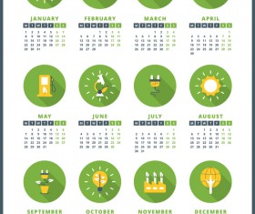 Circles green 2018 company calendar vectors