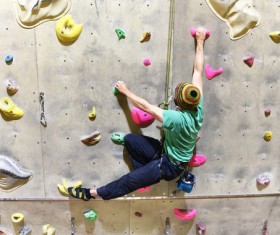 Climbing people in the indoor climbing wall Stock Photo 01