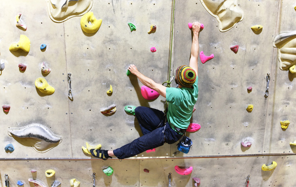 Climbing people in the indoor climbing wall Stock Photo 01