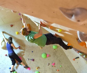 Climbing people in the indoor climbing wall Stock Photo 03