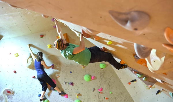 Climbing people in the indoor climbing wall Stock Photo 03