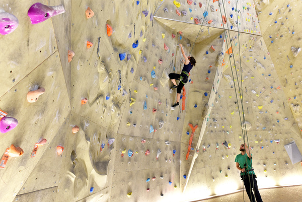 Climbing people in the indoor climbing wall Stock Photo 05