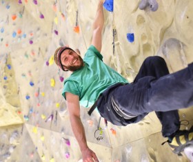 Climbing people in the indoor climbing wall Stock Photo 07