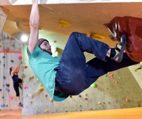 Climbing people in the indoor climbing wall Stock Photo 08
