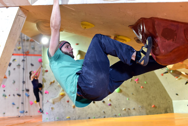 Climbing people in the indoor climbing wall Stock Photo 08
