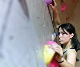 Climbing people in the indoor climbing wall Stock Photo 09