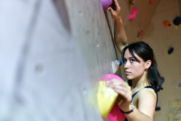Climbing people in the indoor climbing wall Stock Photo 09