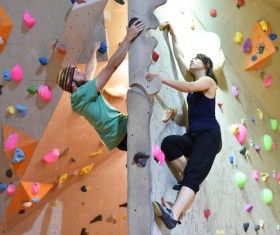 Climbing people in the indoor climbing wall Stock Photo 10