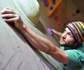 Climbing people in the indoor climbing wall Stock Photo 11