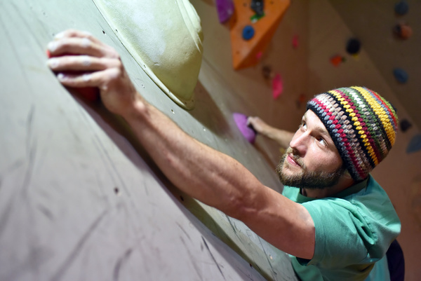Climbing people in the indoor climbing wall Stock Photo 11
