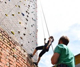 Climbing people in the indoor climbing wall Stock Photo 12