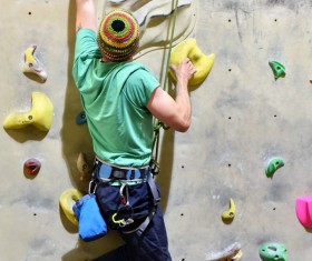 Climbing people in the indoor climbing wall Stock Photo 13